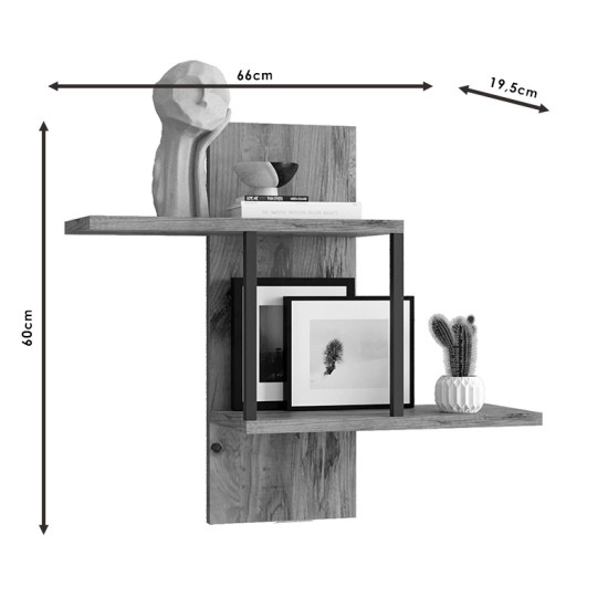 Ραφιέρα τοίχου Horatio pakoworld sonoma 66x19.5x60εκ Model: 176-000082