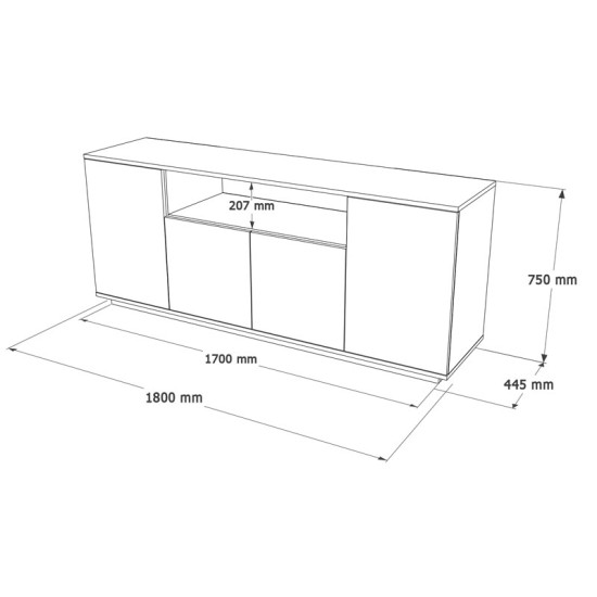 Μπουφές Placefol  μελαμίνης λευκό-φυσικό 180x44.5x75εκ Model: 176-000137