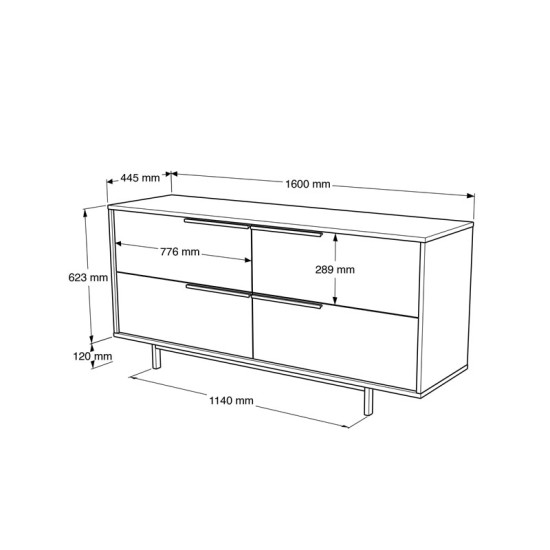 Μπουφές Lebon  μελαμίνης φυσικό-μαύρο 160x44.5x74εκ Model: 176-000140