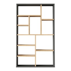 Βιβλιοθήκη Boteca 10θέσεων  σε φυσική-ανθρακί απόχρωση 75x22x123.6εκ