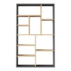 Βιβλιοθήκη Boteca 10θέσεων  σε φυσική-ανθρακί απόχρωση 75x22x123.6εκ