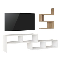 Σύνθετο σαλονιού Kakomo  σε λευκή-φυσική απόχρωση 170x29.5x43εκ