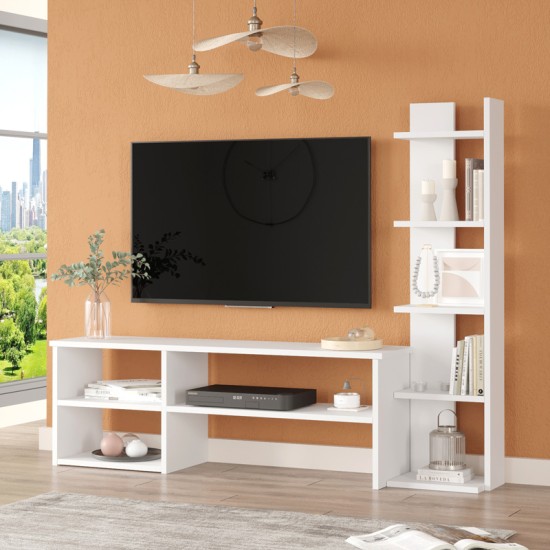 Σύνθετο σαλονιού Perla σε λευκή απόχρωση 120x29.5x41,8εκ Σύνθετο σαλονιού Perla σε λευκή απόχρωση 120x29.5x41,8εκ