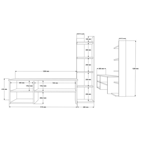 Σύνθετο σαλονιού Perla σε λευκή απόχρωση 120x29.5x41,8εκ Σύνθετο σαλονιού Perla σε λευκή απόχρωση 120x29.5x41,8εκ