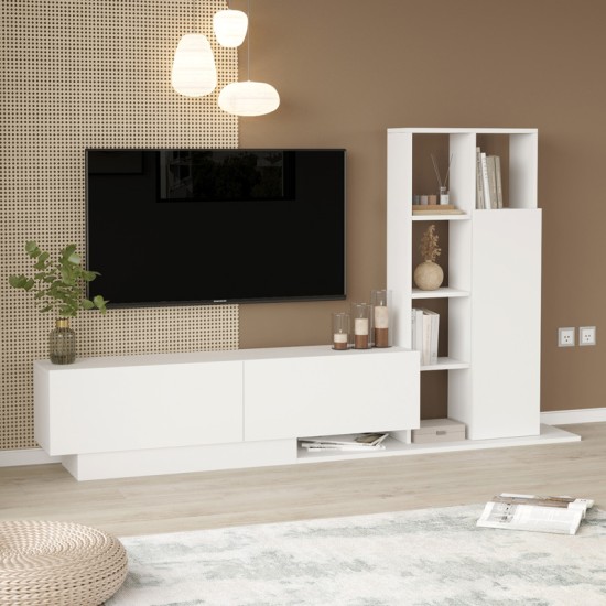 Σύνθετο σαλονιού Damon σε λευκή απόχρωση 140x29.5x39.5εκ Σύνθετο σαλονιού Damon σε λευκή απόχρωση 140x29.5x39.5εκ
