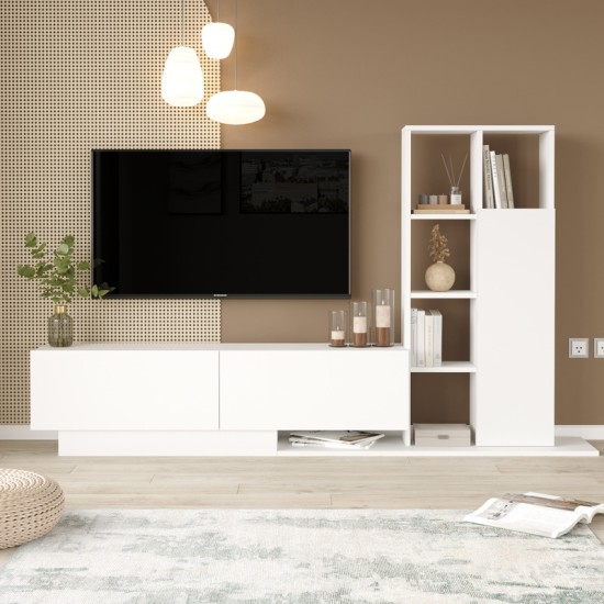 Σύνθετο σαλονιού Damon σε λευκή απόχρωση 140x29.5x39.5εκ Σύνθετο σαλονιού Damon σε λευκή απόχρωση 140x29.5x39.5εκ