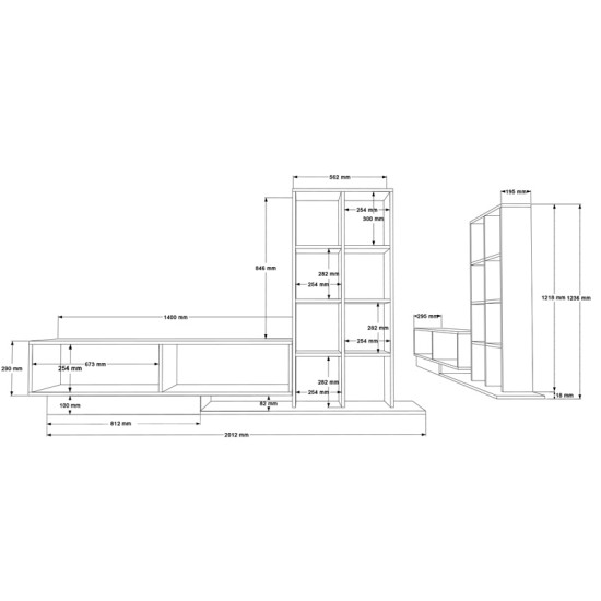 Σύνθετο σαλονιού Damon σε λευκή απόχρωση 140x29.5x39.5εκ Σύνθετο σαλονιού Damon σε λευκή απόχρωση 140x29.5x39.5εκ