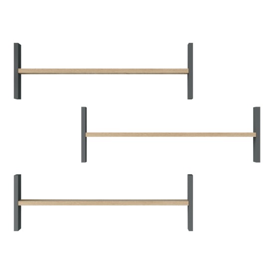 Ραφιέρα τοίχου Mento  oak με ανθρακί 75,6x14,5x23,6εκ