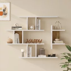 Ραφιέρα τοίχου Ledia  λευκό με oak 110,6x14,5x78εκ