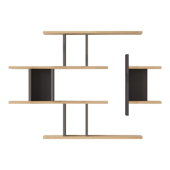 Ραφιέρα τοίχου Ledia  oak με ανθρακί 110,6x14,5x78εκ