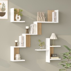 Ραφιέρα τοίχου Verso  λευκό με oak 99,4x14,5x103εκ