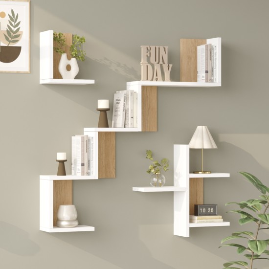 Ραφιέρα τοίχου Verso  λευκό με oak 99,4x14,5x103εκ