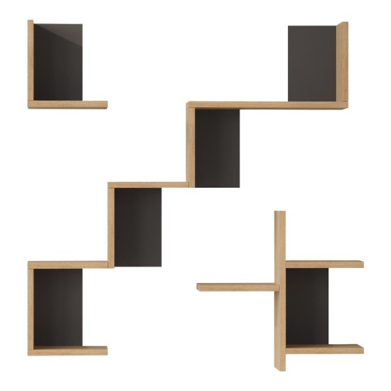 Ραφιέρα τοίχου Verso  oak με ανθρακί 99,4x14,5x103εκ