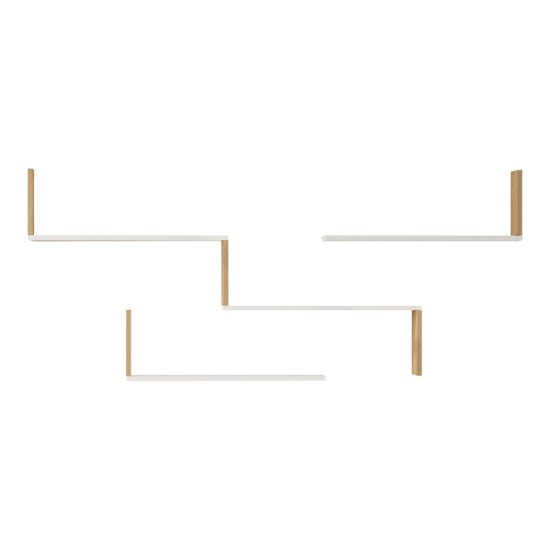 Ραφιέρα τοίχου Flear  λευκό με oak 179x14,5x76,2εκ