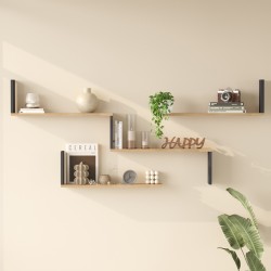 Ραφιέρα τοίχου Flear  oak με ανθρακί 179x14,5x76,2εκ