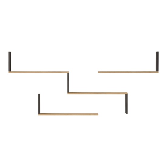 Ραφιέρα τοίχου Flear  oak με ανθρακί 179x14,5x76,2εκ