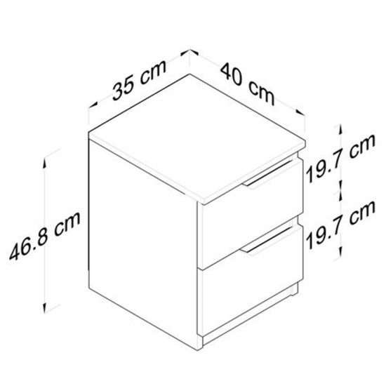 Κομοδίνο Verena  λευκό-καρυδί 35x40x47εκ Model: 182-000007