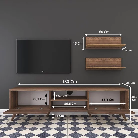 Σύνθετο σαλονιού Jasmine καρυδί 180x35x48.5εκ Σύνθετο σαλονιού Jasmine καρυδί 180x35x48.5εκ