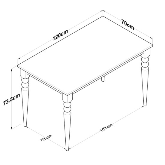 Τραπέζι Rosette  φυσικό-λευκό 120x70x73.8εκ