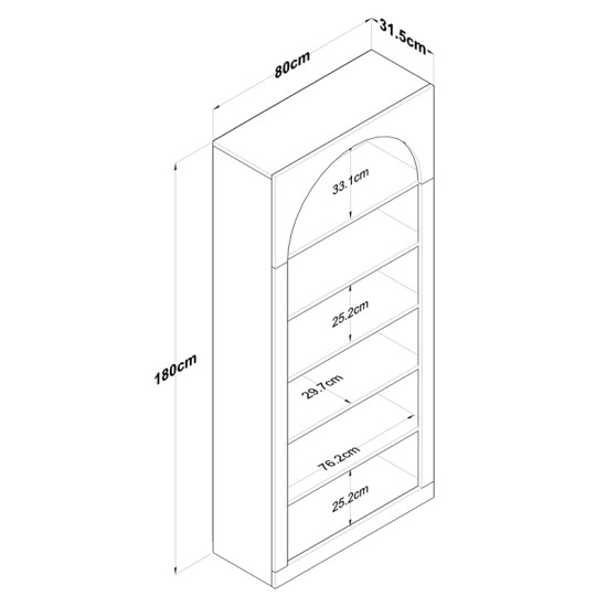 Βιβλιοθήκη Zoel  λευκό μελαμίνης 80x31.5x180εκ Model: 182-000078