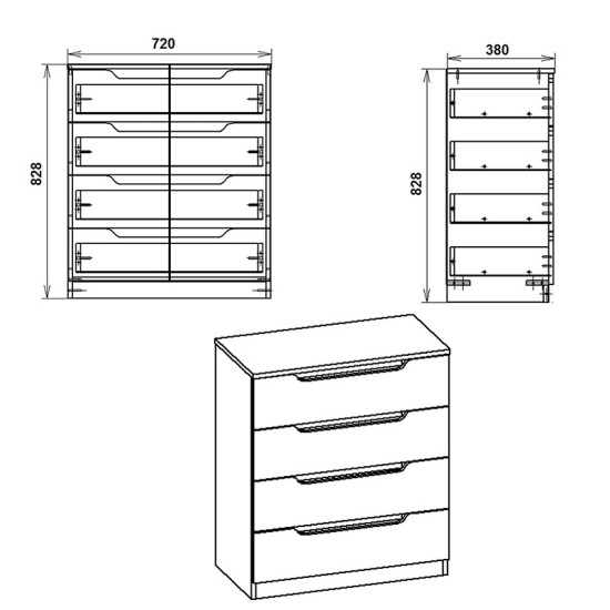 Συρταριέρα Azenor  4ων συρταριών καρυδί 72x38x83εκ Model: 184-000050