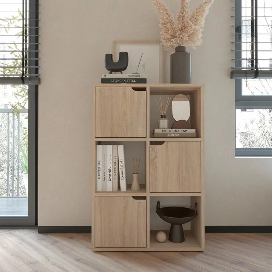 Βιβλιοθήκη Bookel  μελαμίνης σε sonoma απόχρωση 59.5x27.5x89εκ