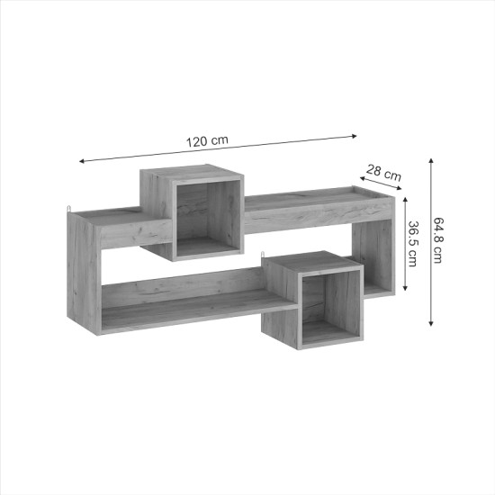 Ραφιέρα τοίχου Shellie  μελαμίνης σε oak απόχρωση 120x28x65εκ Model: 184-000105