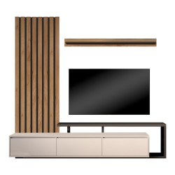 Σύνθετο σαλονιού Claironse  σε φυσική απόχρωση-ανθρακί-ανοιχτό γκρι 225x37.6x210εκ