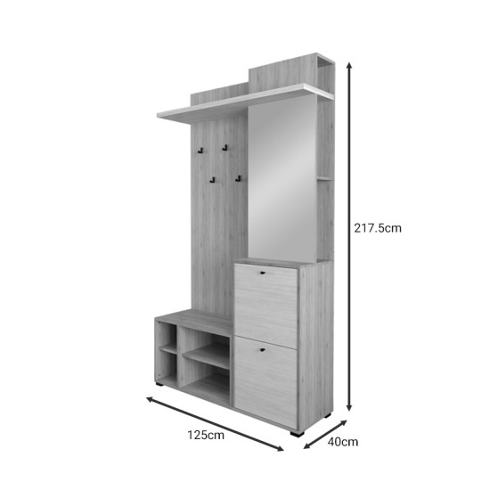 Έπιπλο εισόδου Louisen  oak-λευκό μελαμίνης 125x40x217.5εκ Model: 192-000038