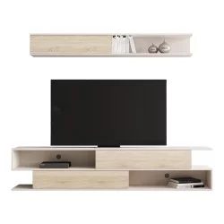 Σύνθετο σαλονιού Brick  σε sonoma oak-κρεμ απόχρωση 240x40x50.4εκ