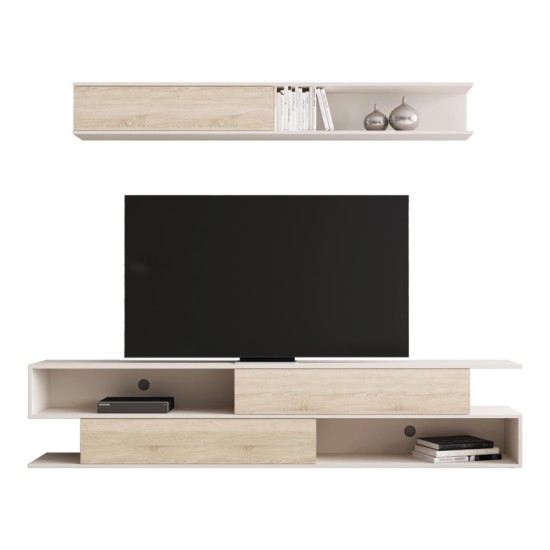 Σύνθετο σαλονιού Brick  σε sonoma oak-κρεμ απόχρωση 240x40x50.4εκ