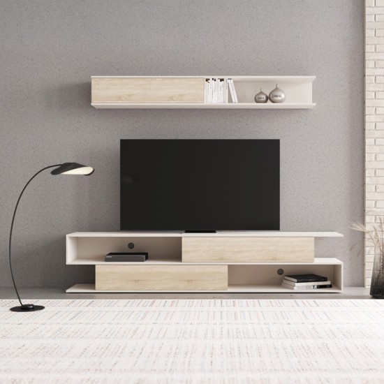 Σύνθετο σαλονιού Brick  σε oak-κρεμ απόχρωση 240x40x50.4εκ