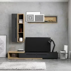 Σύνθετο σαλονιού Calvados  σε oak-ανθρακί απόχρωση