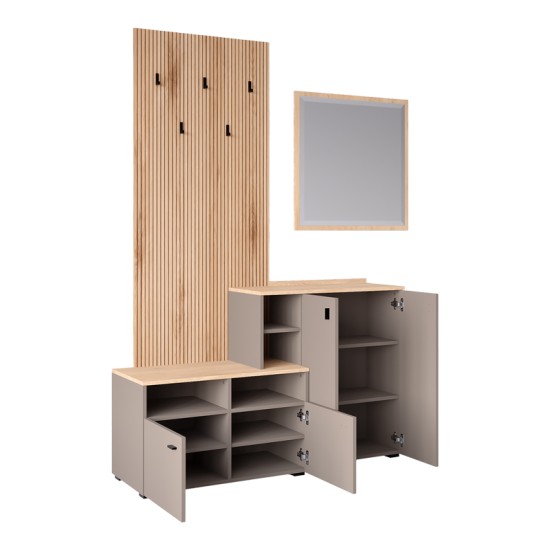 Έπιπλο εισόδου Ebro  σε oak-cappuccino απόχρωση 150.3x41.2x204.7εκ