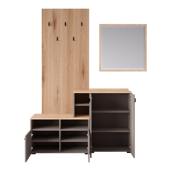 Έπιπλο εισόδου Ebro  σε oak-cappuccino απόχρωση 150.3x41.2x204.7εκ