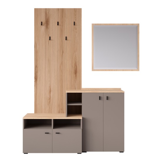 Έπιπλο εισόδου Ebro  σε oak-cappuccino απόχρωση 150.3x41.2x204.7εκ