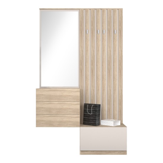 Έπιπλο εισόδου Halesy  sonoma-λευκό 67x35.5x179.3εκ