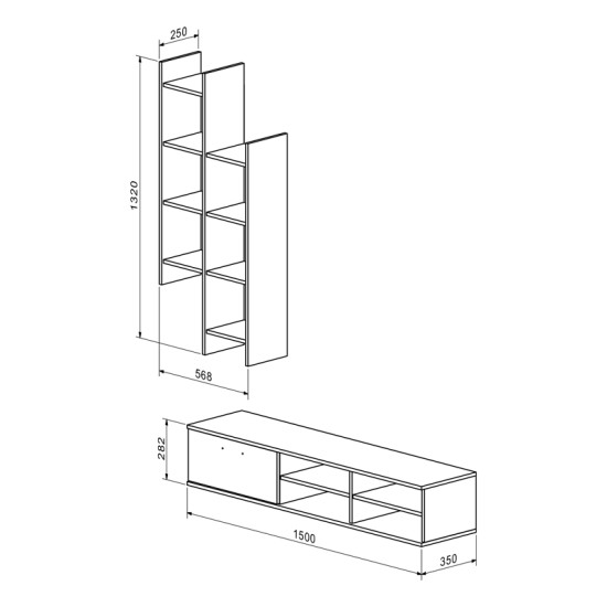 Σύνθετο σαλονιού Sarona  oak 150x35x160εκ