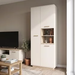 Ντουλάπα στήλη Norda  κρεμ με oak 199,5x40x80εκ