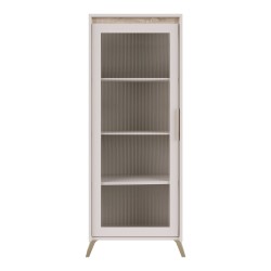 Βιτρίνα Belka  κρεμ με oak 55,6x45x152,6εκ