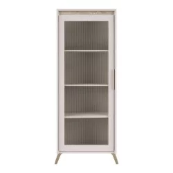 Βιτρίνα Belka  κρεμ με oak 55,6x45x152,6εκ