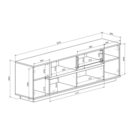Σύνθετο σαλονιού Norda  κρεμ με oak 187x40x58,4εκ