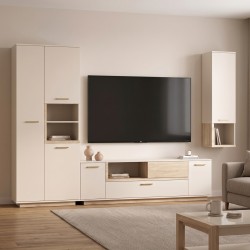 Σύνθετο σαλονιού Norda  κρεμ με oak 187x40x58,4εκ