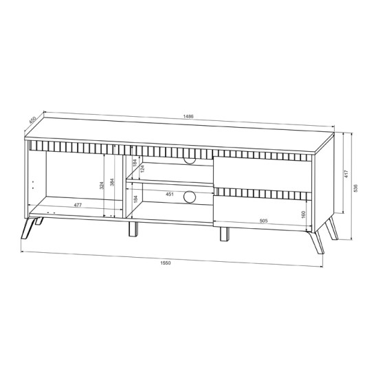 Σύνθετο σαλονιού Belka  κρεμ με oak 210,6x45x152,6εκ