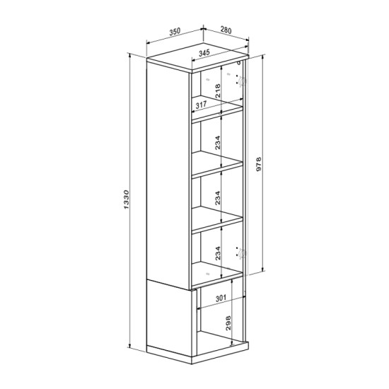 Σύνθετο σαλονιού Norda  κρεμ με oak 187x40x58.4εκ
