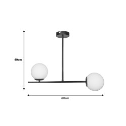 Φωτιστικό οροφής δίφωτο Opedro  E27 μαύρο μέταλλο 60x30x40εκ