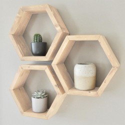 Ραφιέρα τοίχου Radix  3 τμχ μασίφ ξύλο πεύκου φυσικό 30x9x34εκ