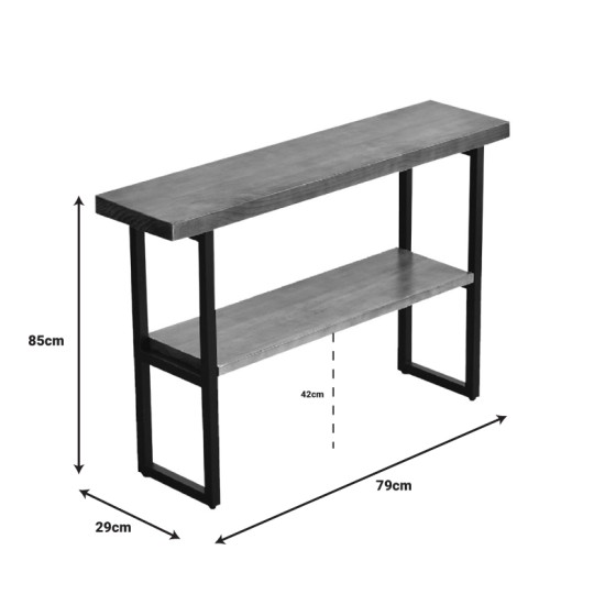 Κονσόλα Nore  φυσικό ξύλο 35mm καρυδί-μαύρο 79x29x85εκ Model: 197-000055