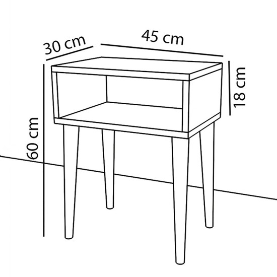 Κομοδίνο Hank  λευκό-καρυδί 45x30x60εκ Model: 197-000125