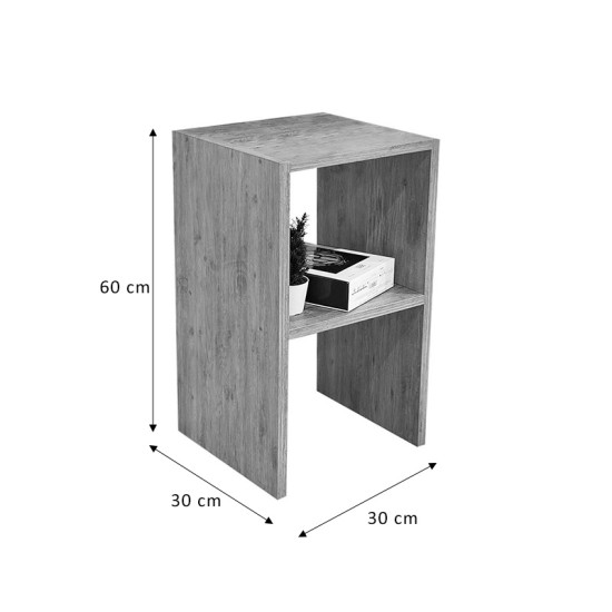 Βοηθητικό τραπέζι Leofric  μελαμίνης oak 30x30x60εκ Model: 197-000158